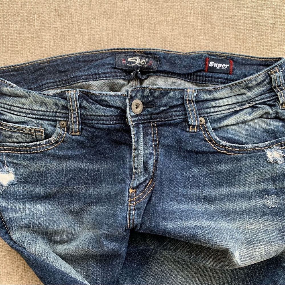 Distressed Silver Jeans Suki Mid Skinny Super Stretch Denim - Picture 2 of 3